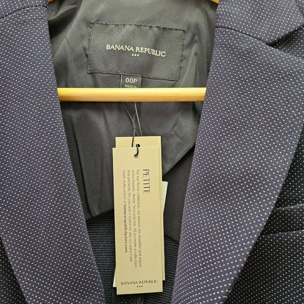 NWT Banana Republic Petite Blazer Jacket Tailored Coat Navy Blue Size 00P - Picture 3 of 6